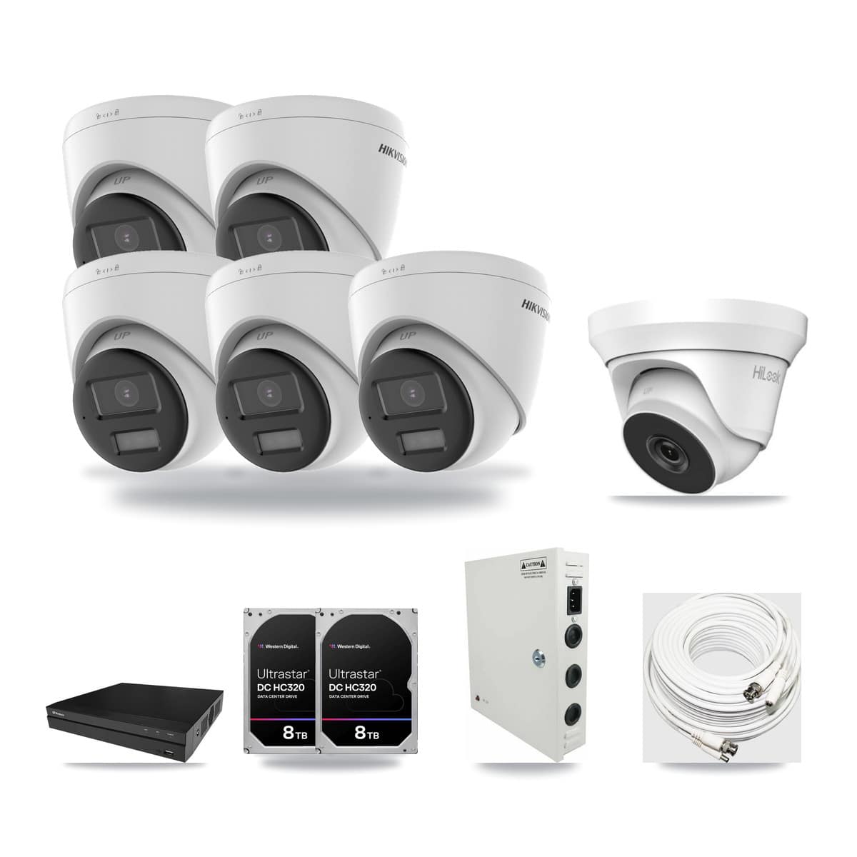 8-Channel 4MP – 4K CCTV Kit — 5 4K + 1 4MP Turret Cameras + 2× 8TB Recording - Image 1