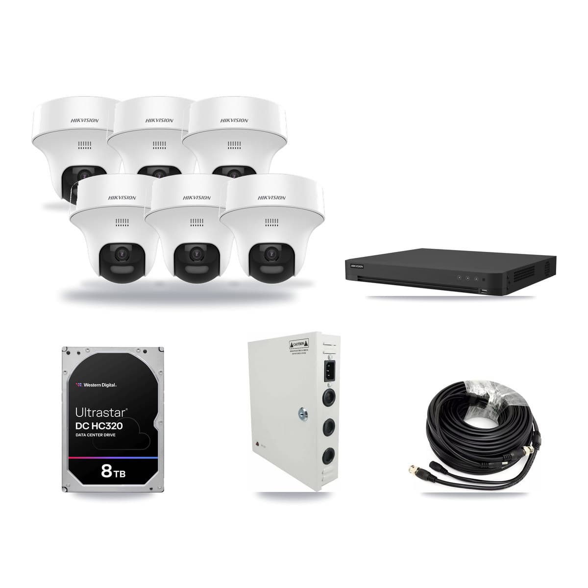 Hikvision 16-Channel 5MP CCTV Kit — 6 DS-2CE70K0T Turret Cameras + 8TB Recording - Image 1