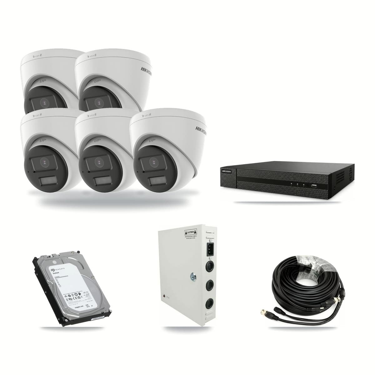 8-Channel 5MP CCTV Kit — 4 DS-2CE78K0T + 1 DS-2CE78K0T Hikvision Turret Cameras + 6TB Recording - Image 1