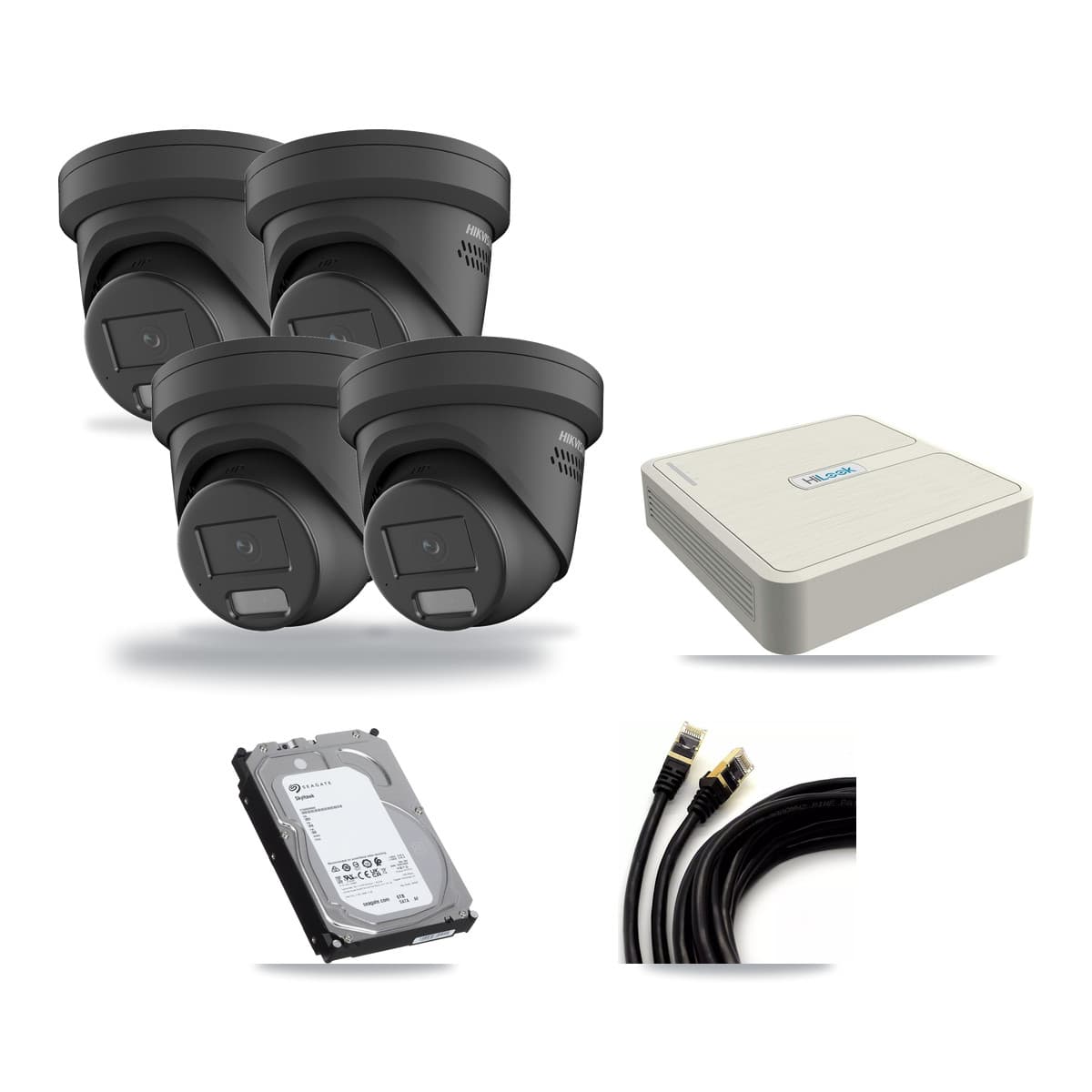 HiLook 8-channel CCTV kit: 4 cameras (4× 4MP Turret), 6TB hard drive