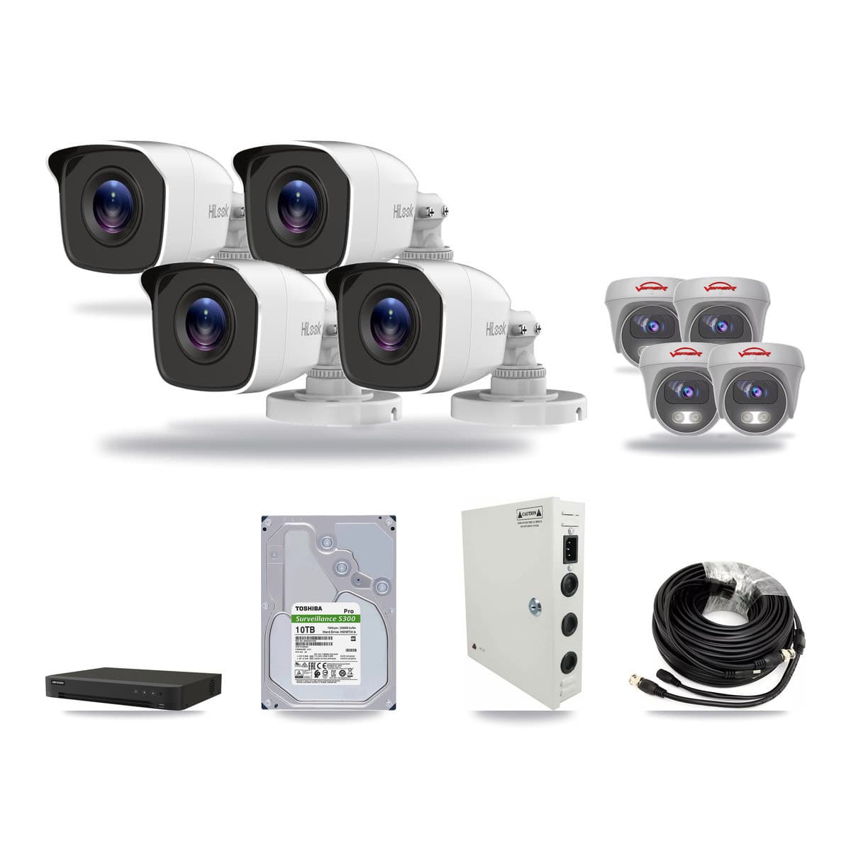 16-Channel 4MP – 5MP CCTV Kit — 4 4MP Bullet + 4 5MP Cameras + 10TB Recording - Image 1