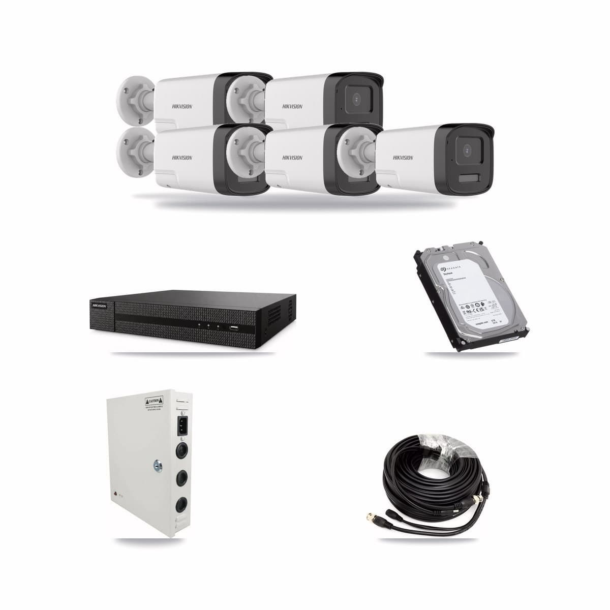 8-channel CCTV kit: 5 cameras (5× 5MP Bullet), 6TB hard drive