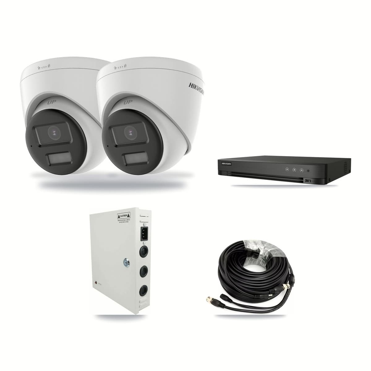Hikvision 4-channel CCTV kit: 2 cameras (2× 4K Turret), 2TB hard drive