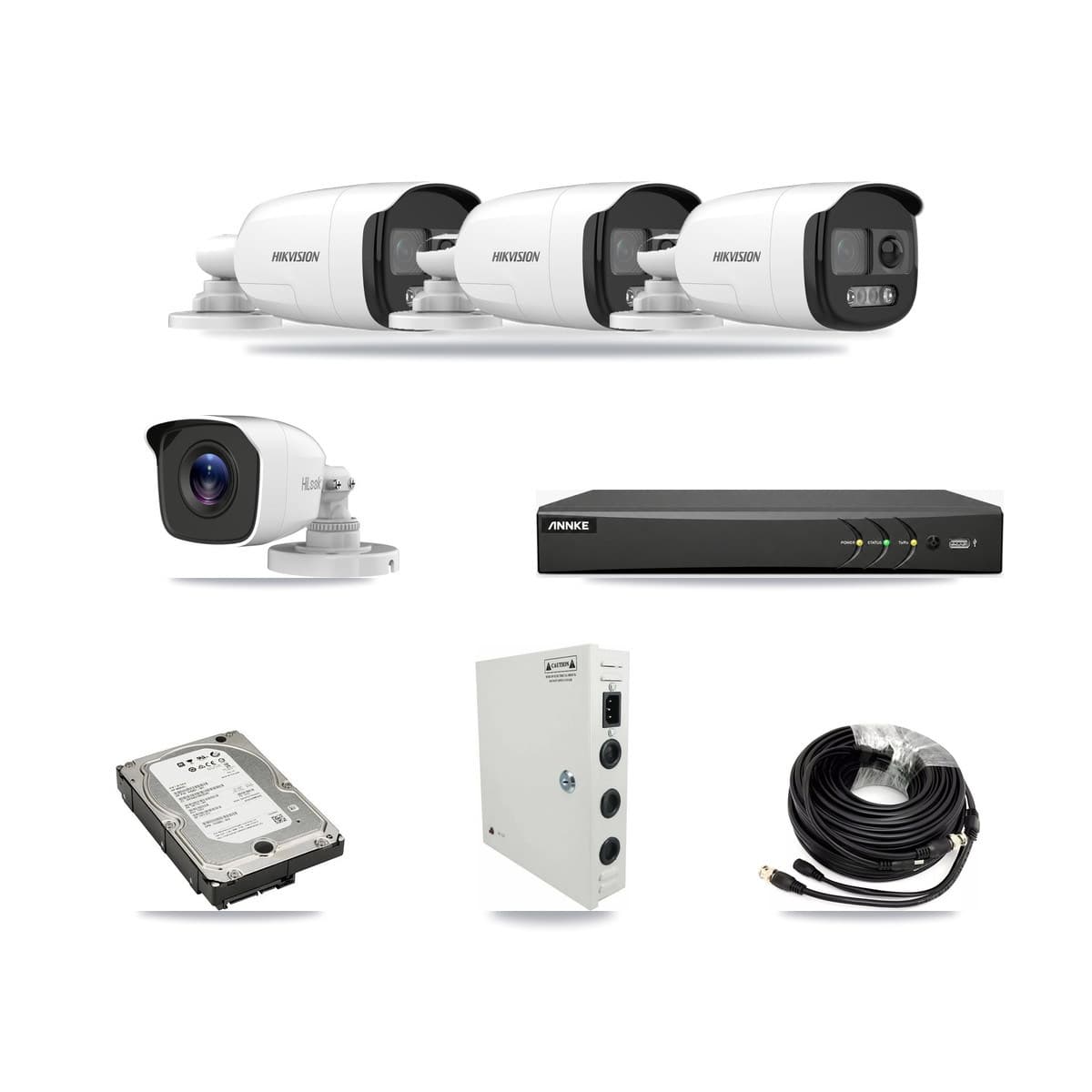 4-Channel 4MP – 5MP CCTV Kit — 3 5MP + 1 4MP Bullet Cameras + 5TB Recording (AN-DV4-8MP Recorder) - Image 1