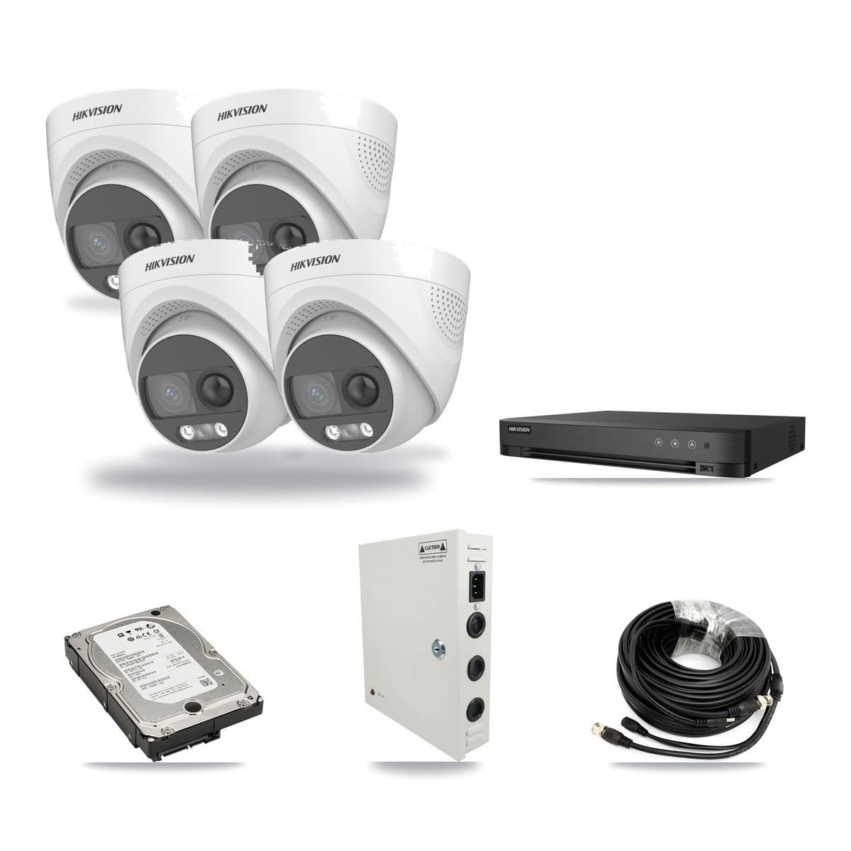 Hikvision 4-Channel 5MP CCTV Kit — 4 DS-2CE72KF3T Turret Cameras + 5TB Recording - Image 1