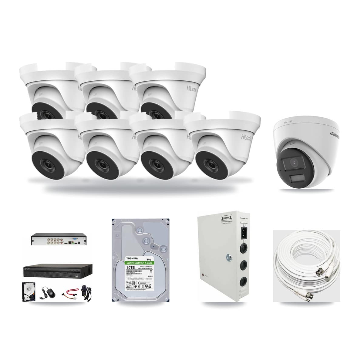 8-Channel 4MP – 4K CCTV Kit — 1 Hikvision 4K + 7 HiLook 4MP Turret Cameras + 10TB Recording - Image 1