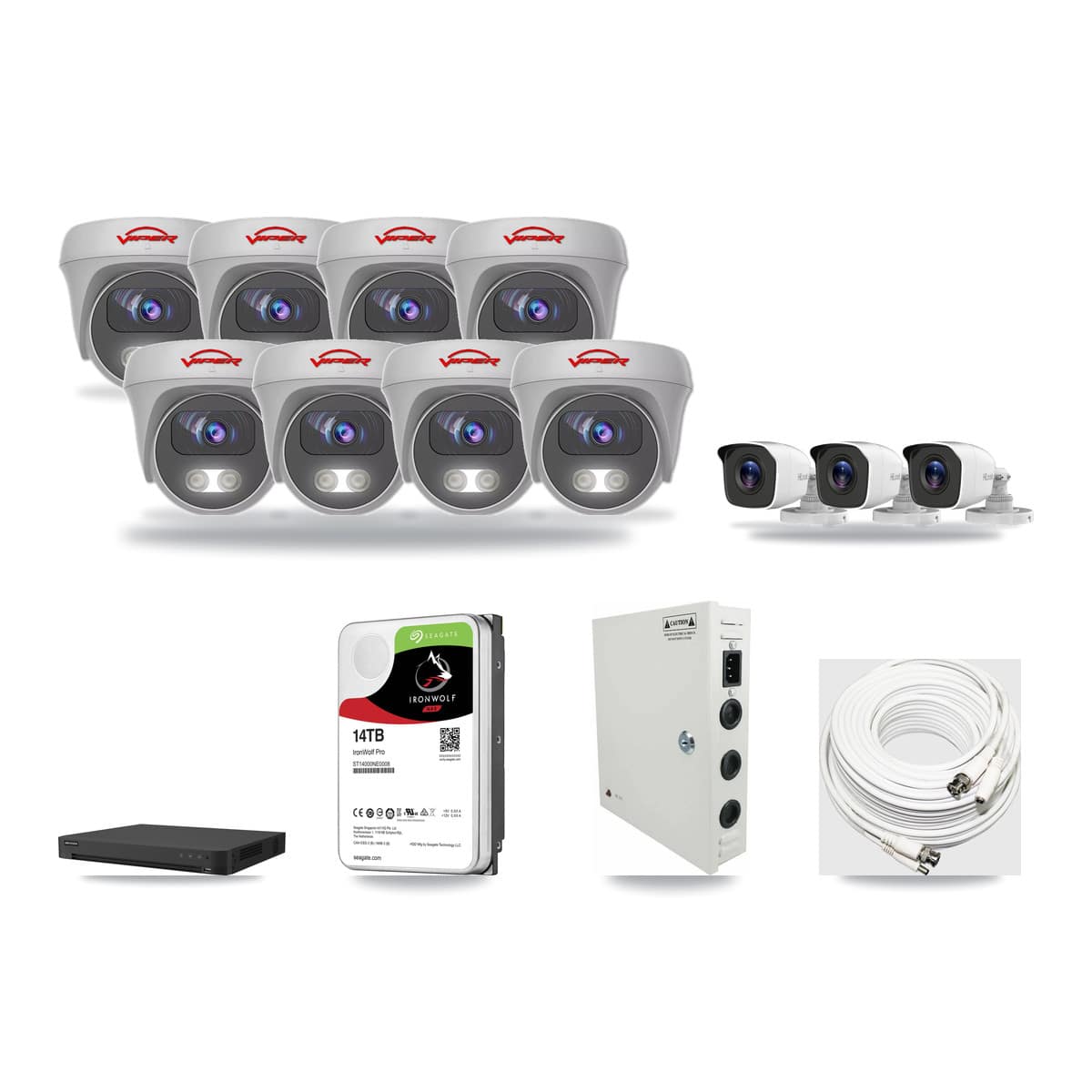 16-Channel 4MP – 5MP CCTV Kit — 3 4MP Bullet + 8 5MP Cameras + 14TB Recording - Image 1