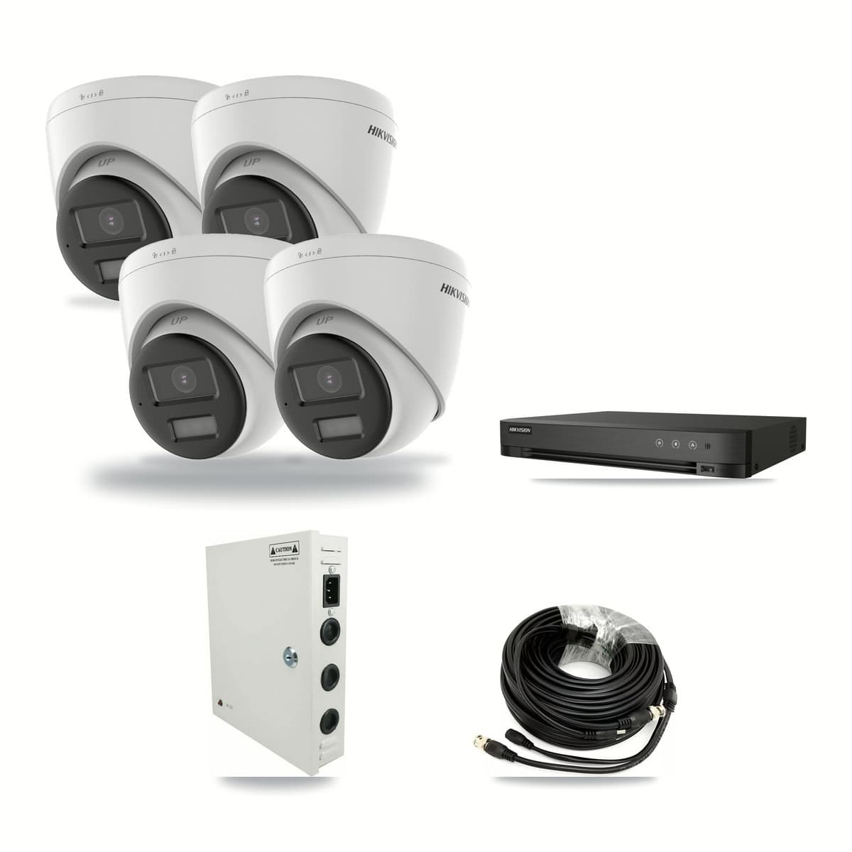 Hikvision 4-channel CCTV kit: 4 cameras (4× 4K Turret), 2TB hard drive