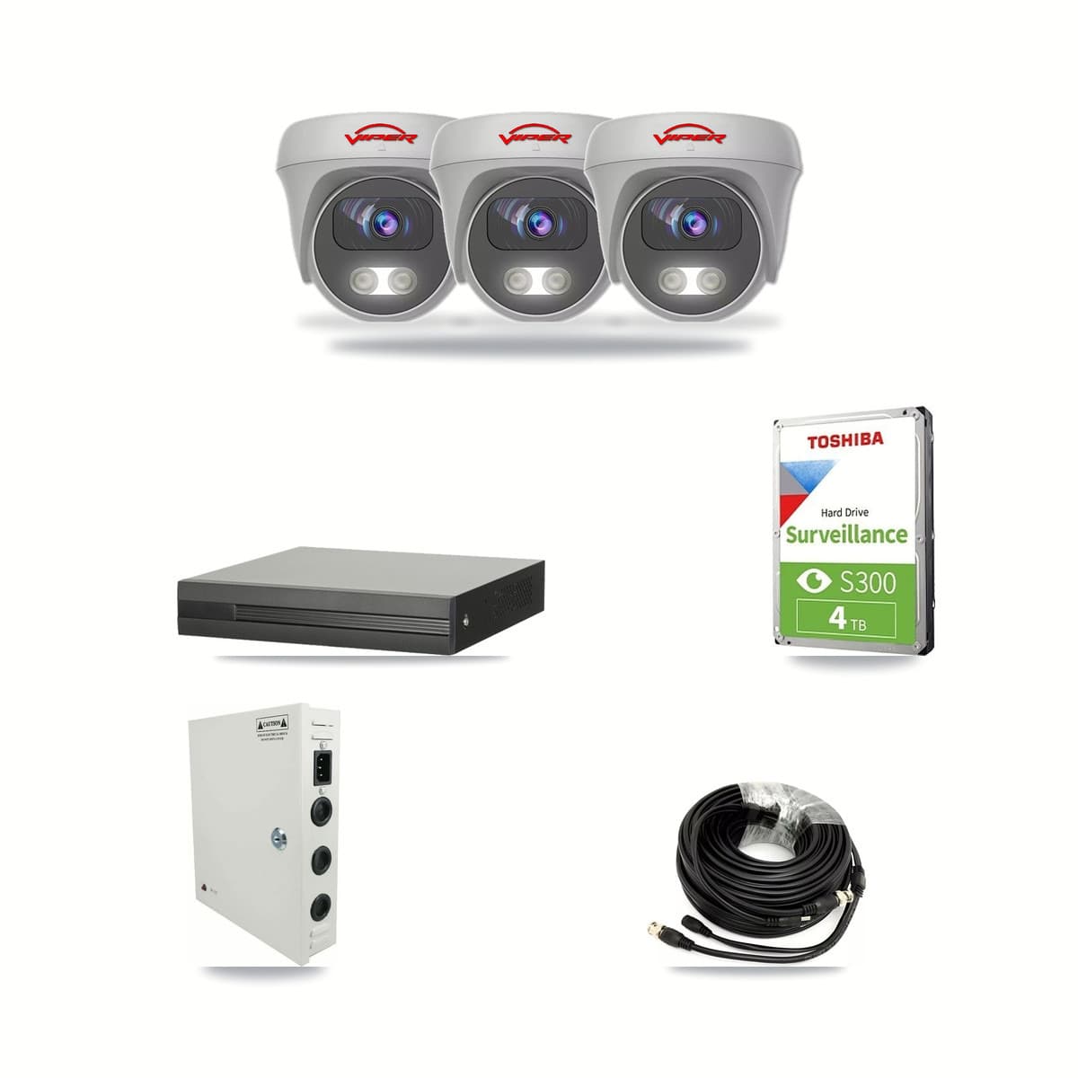 4-Channel 5MP CCTV Kit — 3 Viper Cameras + 4TB Recording - Image 1