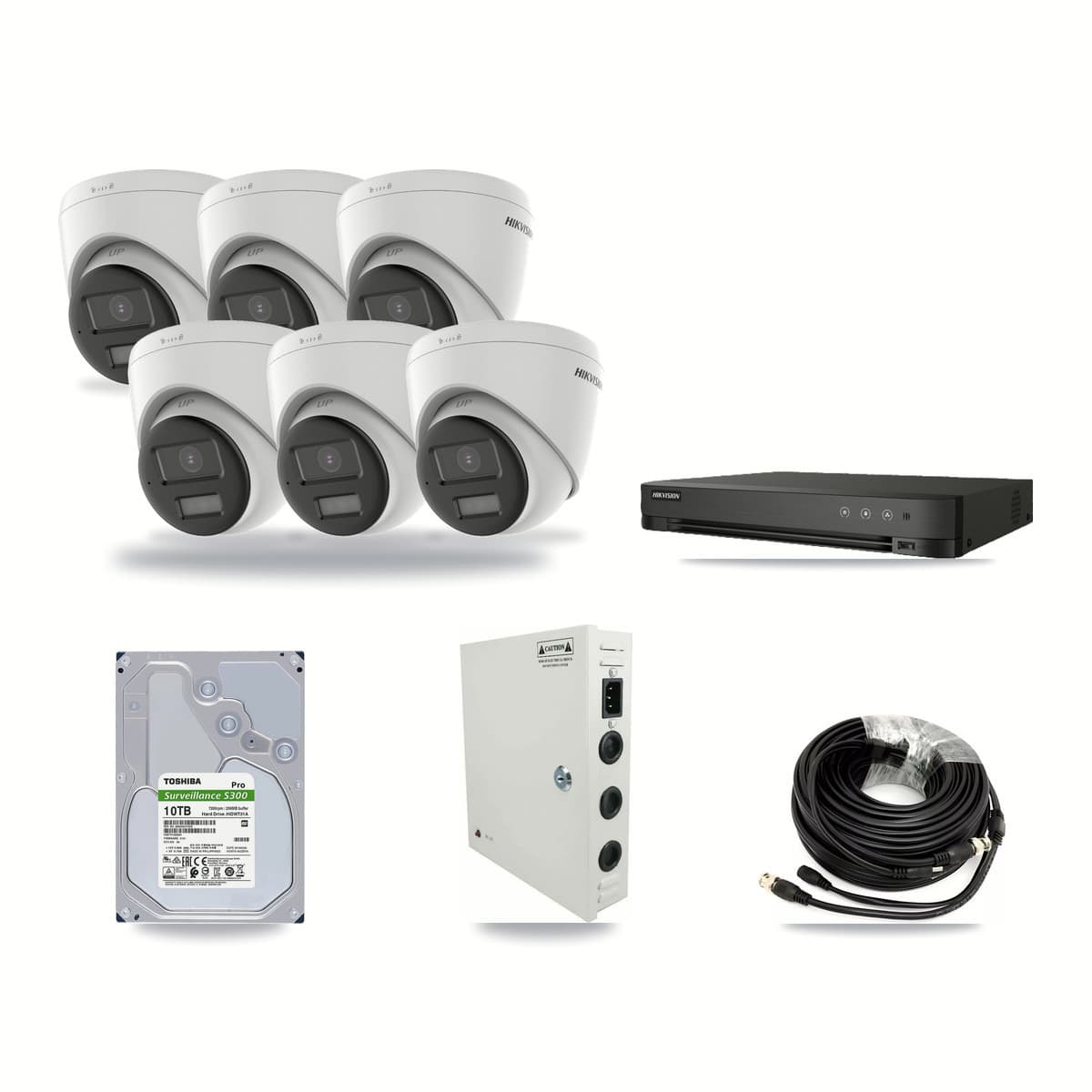 Hikvision 8-channel CCTV kit: 6 cameras (6× 4K Turret), 10TB hard drive