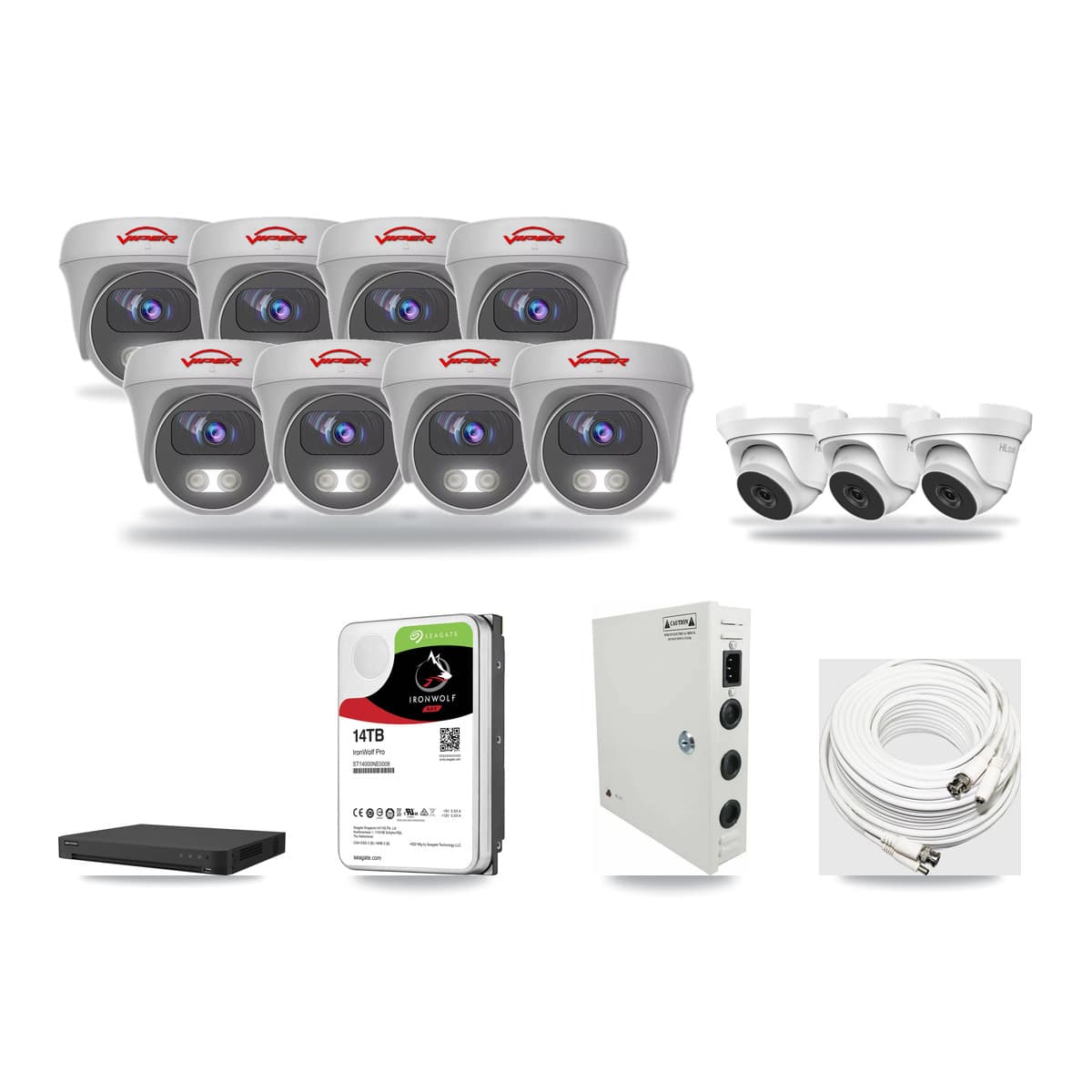 16-Channel 4MP – 5MP CCTV Kit — 3 4MP Turret + 8 5MP Cameras + 14TB Recording - Image 1