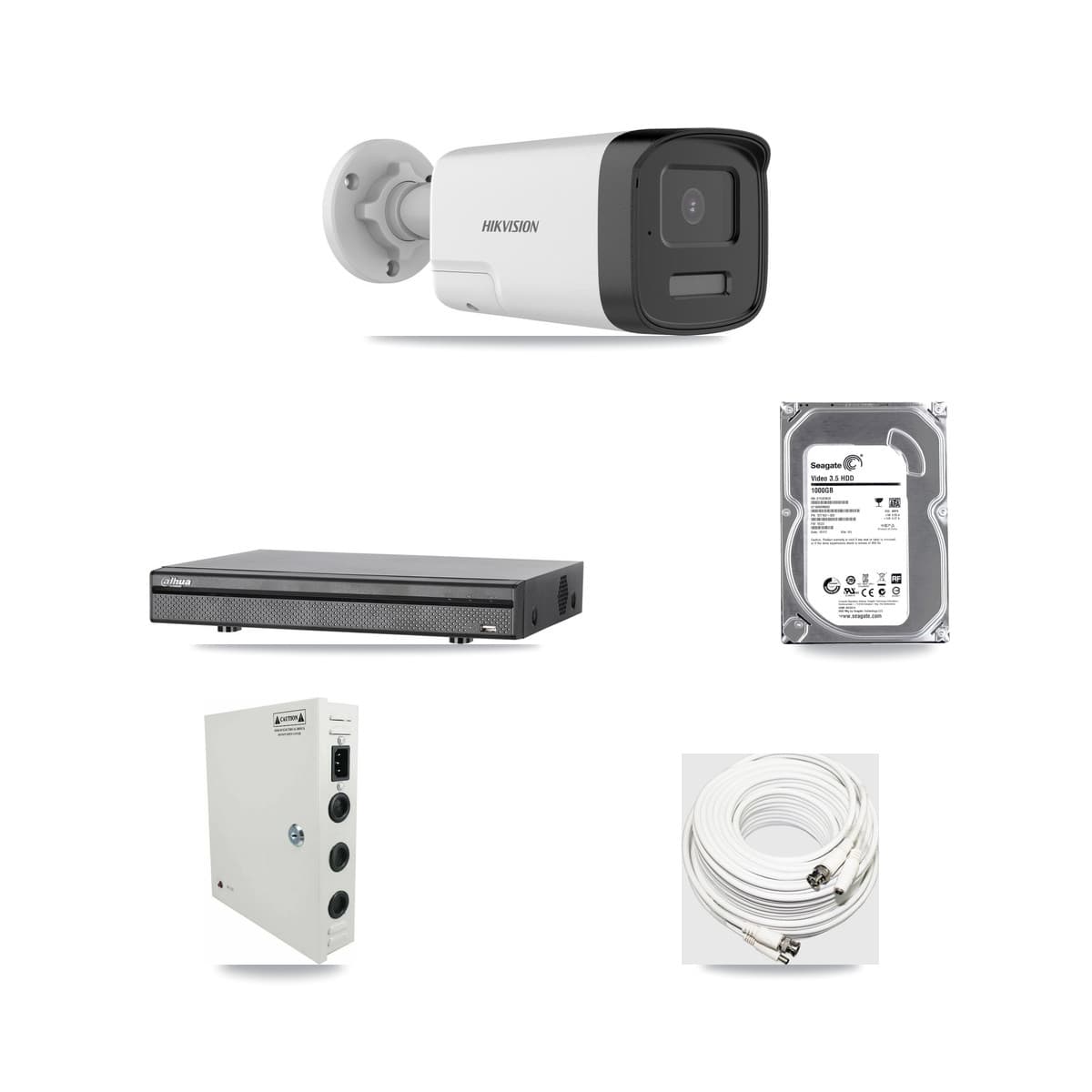 Hikvision & Dahua 8-Channel 5MP CCTV Kit — 1 DS-2CE17K0T Bullet Camera + 1TB Recording (DH-XVR5108H Recorder) - Image 1