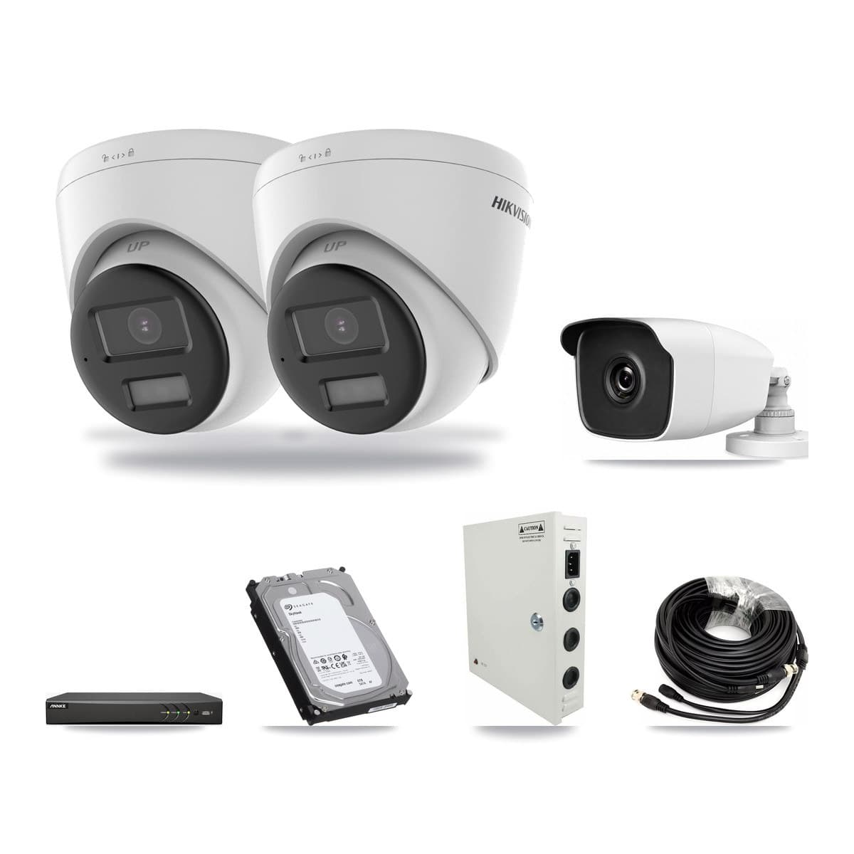 4-Channel 3MP – 4K CCTV Kit — 2 4K Turret + 1 3MP Bullet Cameras + 6TB Recording (AN-DV4-8MP Recorder) - Image 1