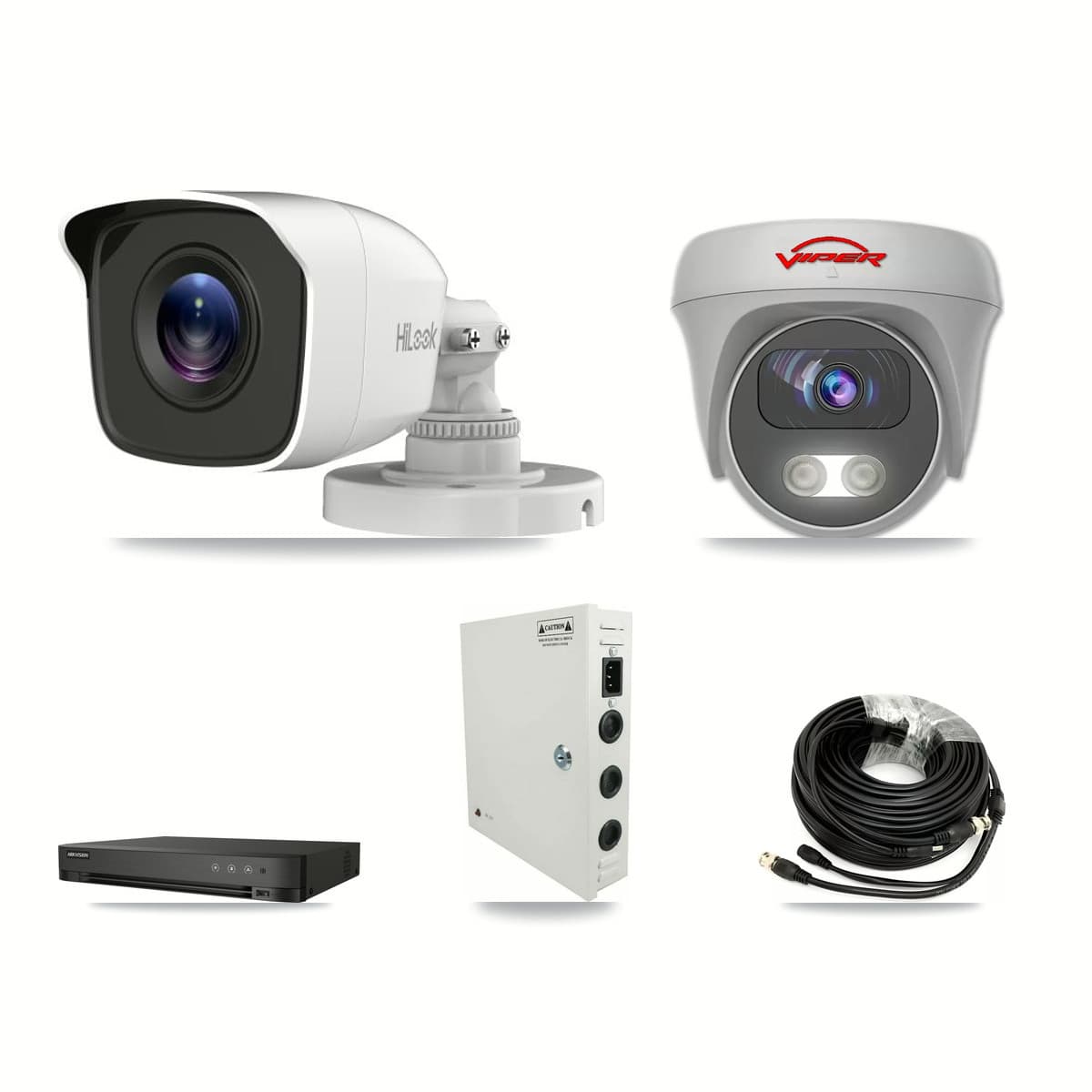 4-Channel 4MP – 5MP CCTV Kit — 1 4MP Bullet + 1 White 5MP Cameras + 3TB Recording (IDS-7204HQHI Recorder) - Image 1