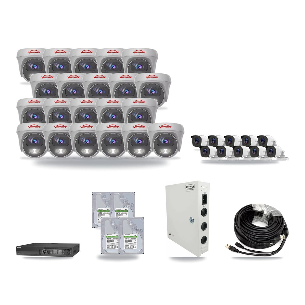 32-Channel 4MP – 5MP CCTV Kit — 10 4MP Bullet + 21 5MP Cameras + 4× 10TB Recording - Image 1