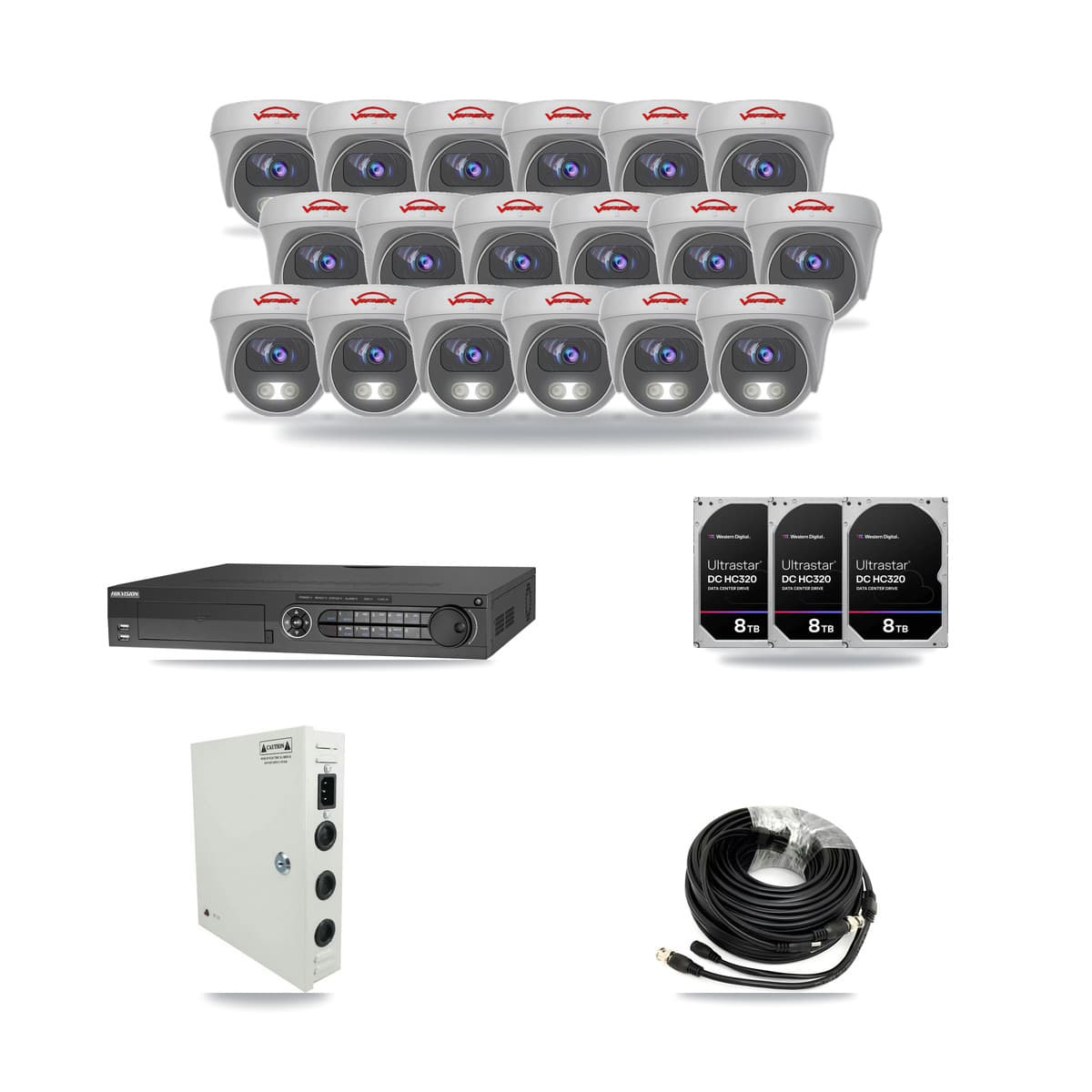 Viper & Hikvision 32-Channel 5MP CCTV Kit — 18 Cameras + 3× 8TB Recording - Image 1
