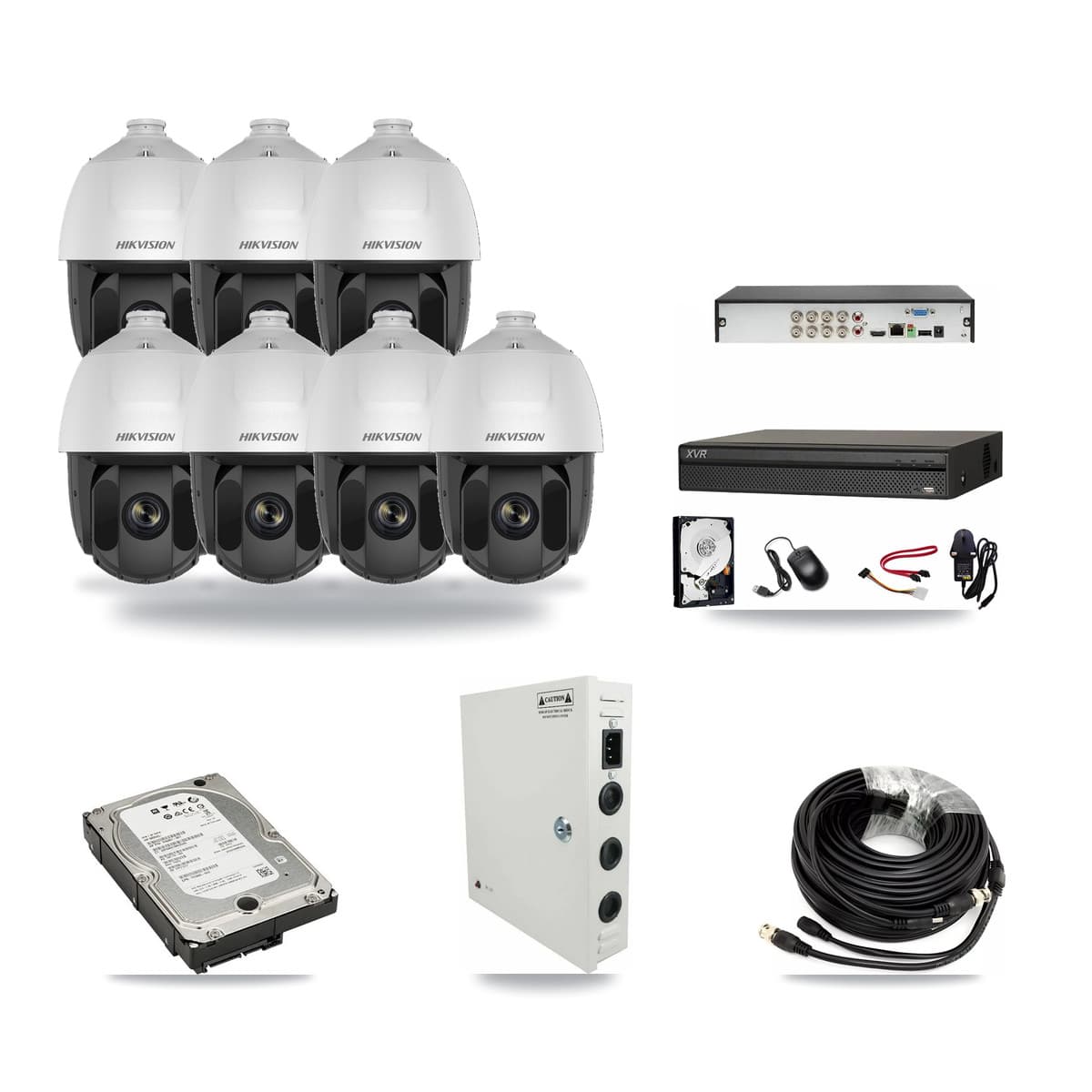 8-Channel 2MP CCTV Kit — 7 Hikvision PTZ Cameras + 5TB Recording - Image 1