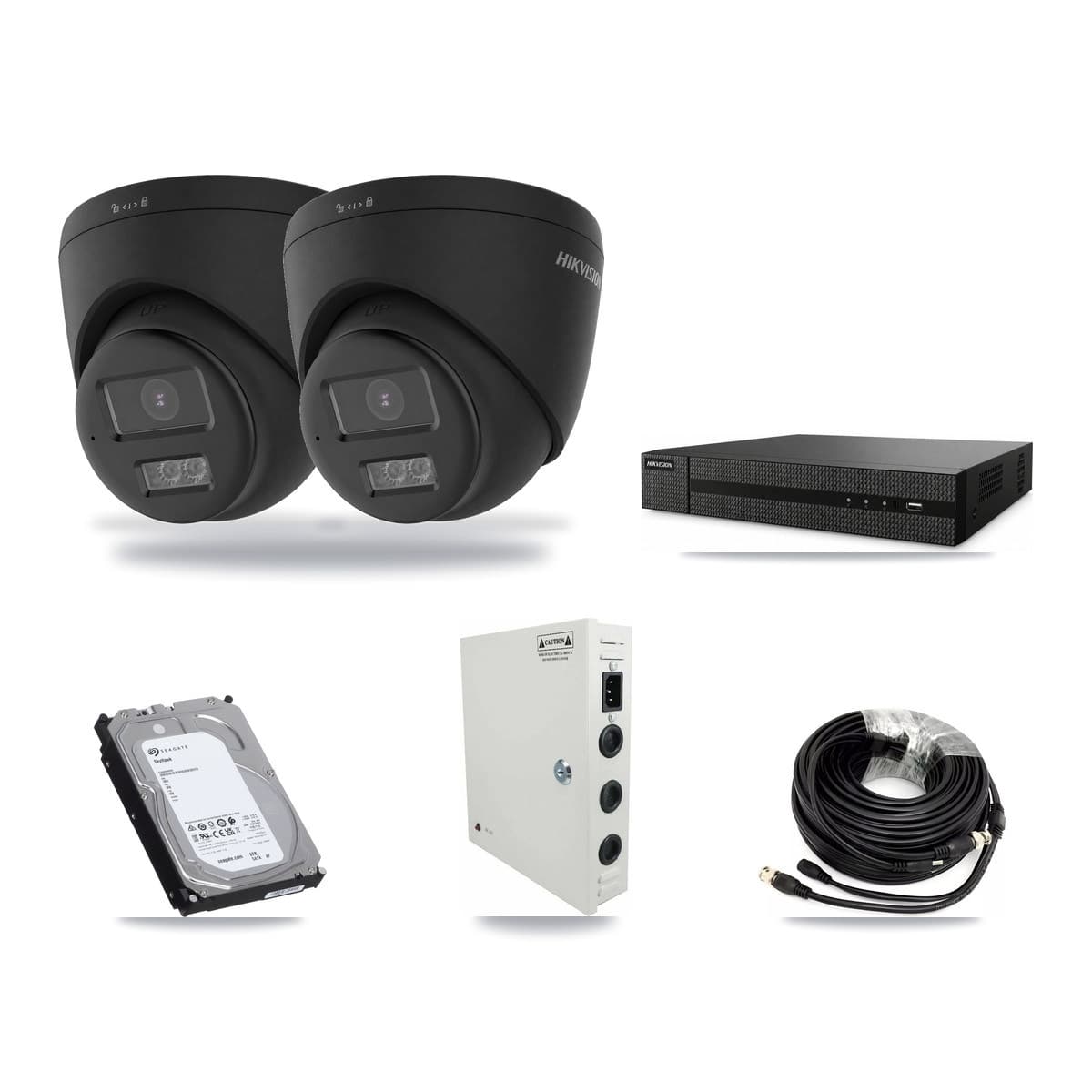 8-Channel 4K CCTV Kit — 2 Black Hikvision Turret Cameras + 6TB Recording - Image 1