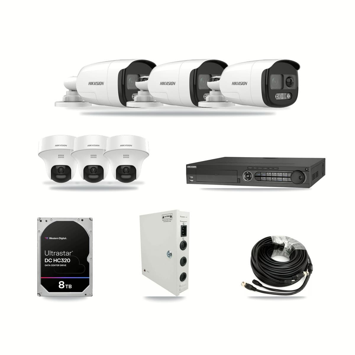 Hikvision 32-Channel 5MP CCTV Kit — 3 Bullet + 3 Turret Cameras + 8TB Recording - Image 1
