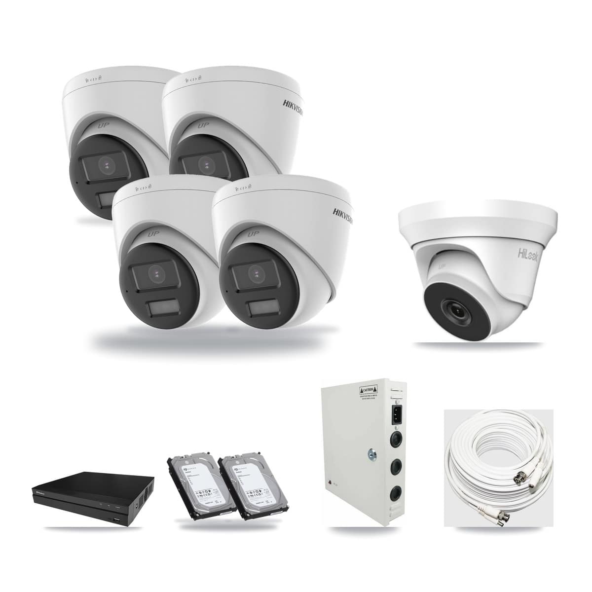 8-Channel 4MP – 4K CCTV Kit — 4 4K + 1 4MP Turret Cameras + 2× 6TB Recording - Image 1