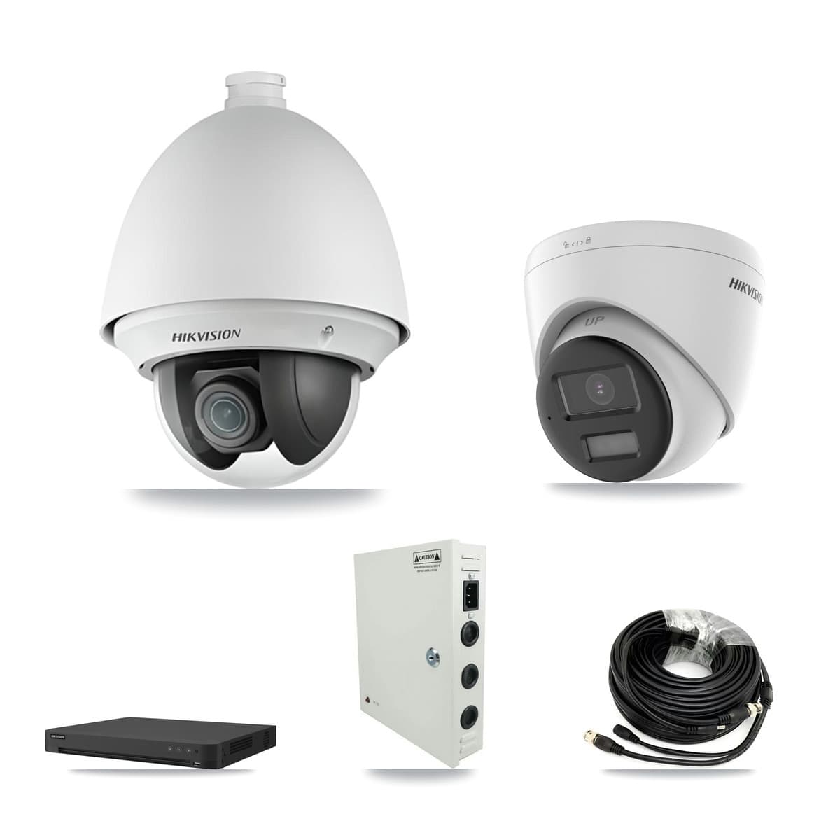 Hikvision 16-channel CCTV kit: 2 cameras (1× 2MP PTZ + 1× 4K Turret), 3TB hard drive