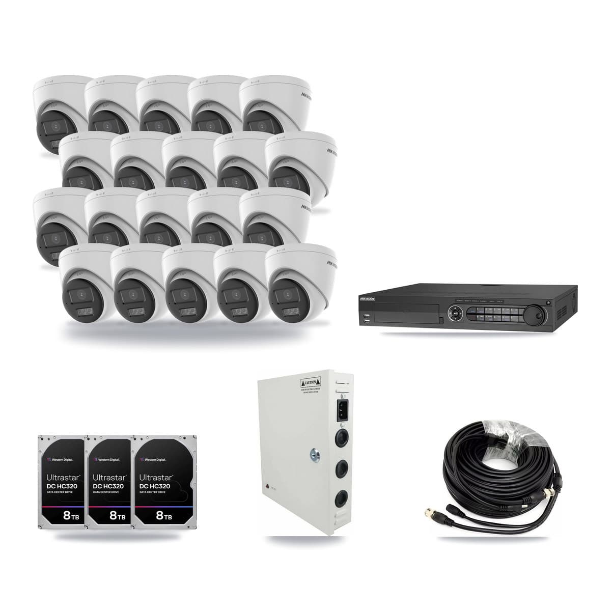 Hikvision 32-Channel 5MP CCTV Kit — 20 Turret Cameras + 3× 8TB Recording - Image 1