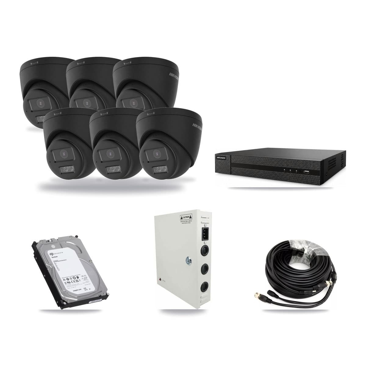 8-channel CCTV kit: 6 cameras (6× 4K Turret), 6TB hard drive