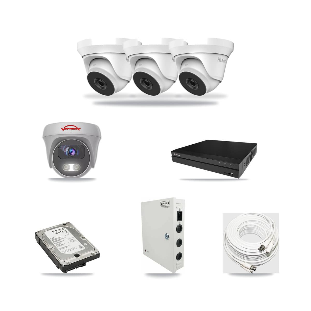 8-Channel 4MP – 5MP CCTV Kit — 3 4MP Turret + 1 White 5MP Cameras + 5TB Recording (PXD-5208AN Recorder) - Image 1