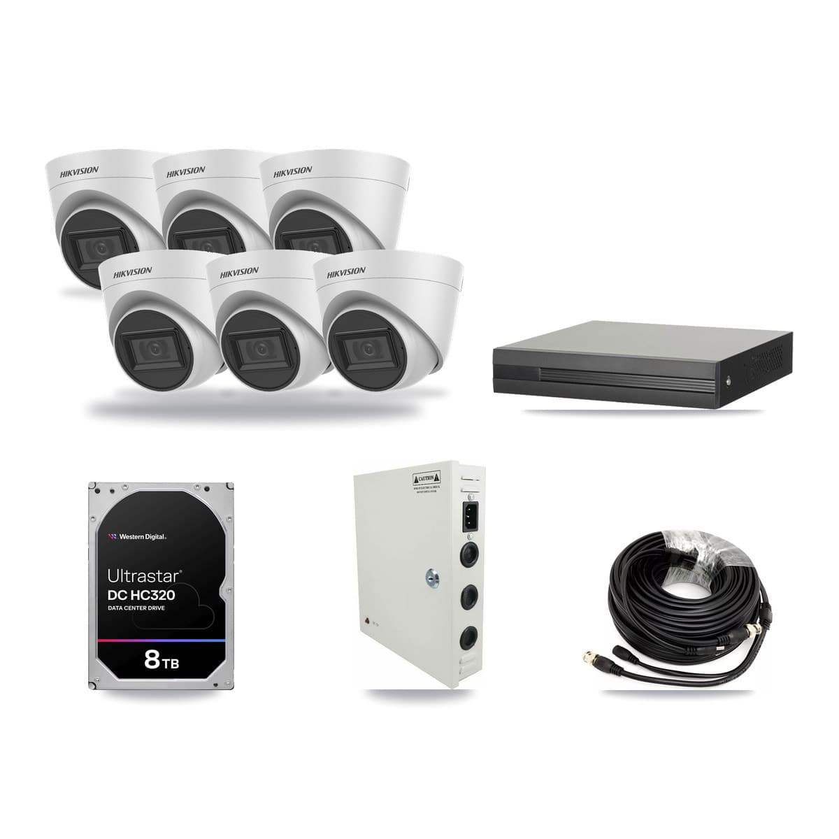16-Channel 5MP CCTV Kit — 6 White Hikvision Turret Cameras + 8TB Recording - Image 1