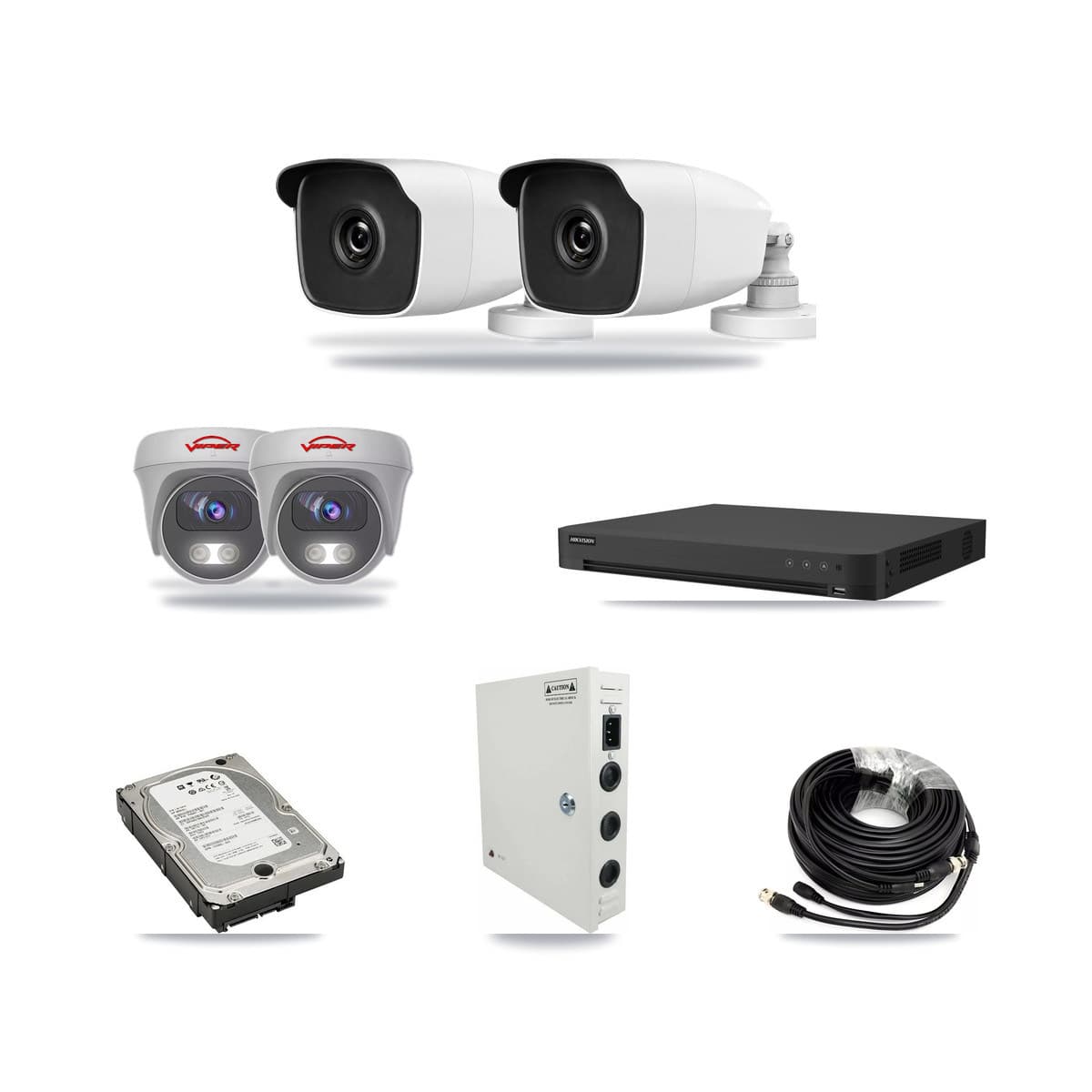 16-Channel 3MP – 5MP CCTV Kit — 2 3MP Bullet + 2 5MP Cameras + 5TB Recording - Image 1