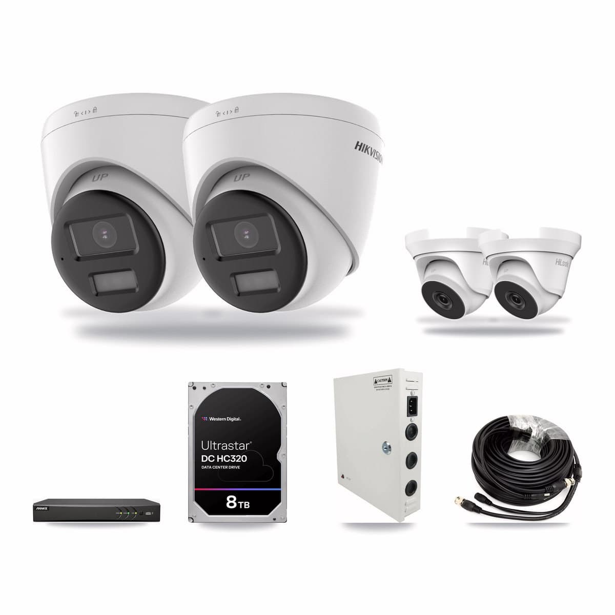4-Channel 4MP – 4K CCTV Kit — 2 4K + 2 4MP Turret Cameras + 8TB Recording - Image 1