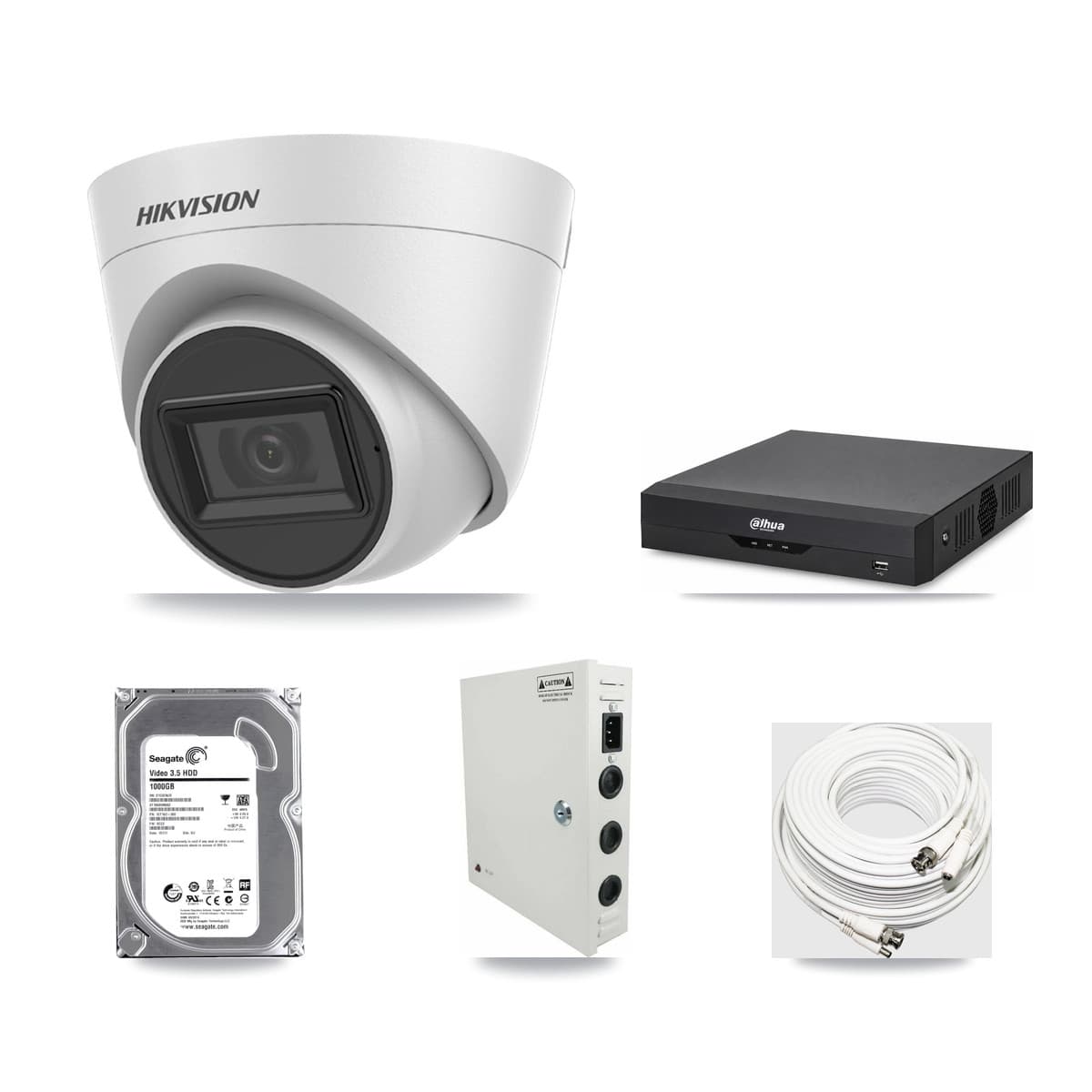 Hikvision & Dahua 4-Channel 5MP CCTV Kit — 1 DS-2CE78H0T Turret Camera + 1TB Recording - Image 1