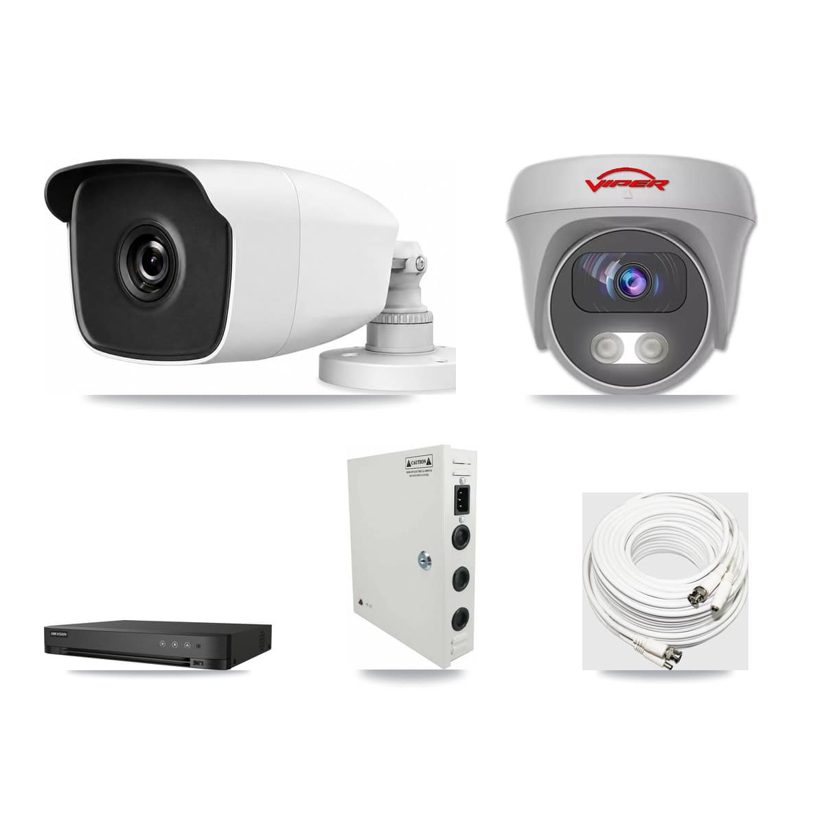 4-Channel 3MP – 5MP CCTV Kit — 1 3MP Bullet + 1 White 5MP Cameras + 3TB Recording (IDS-7204HQHI Recorder) - Image 1