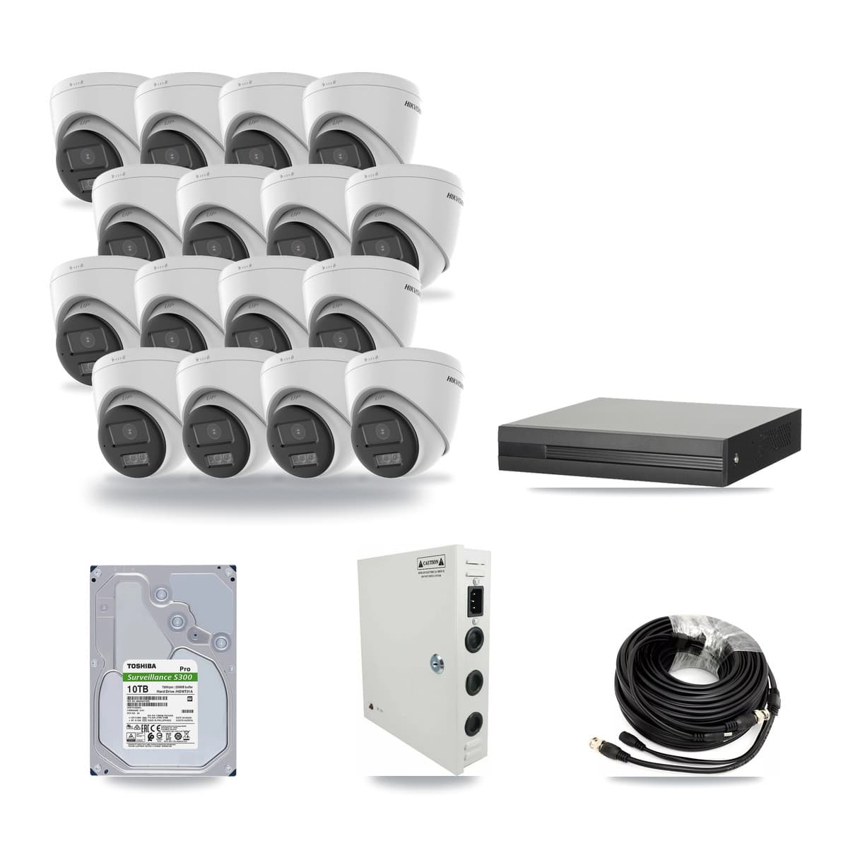 16-Channel 5MP CCTV Kit — 16 DS-2CE78K0T-LTS Hikvision Turret Cameras + 10TB Recording (XVR-3116HS-5MP-LITE Recorder) - Image 1
