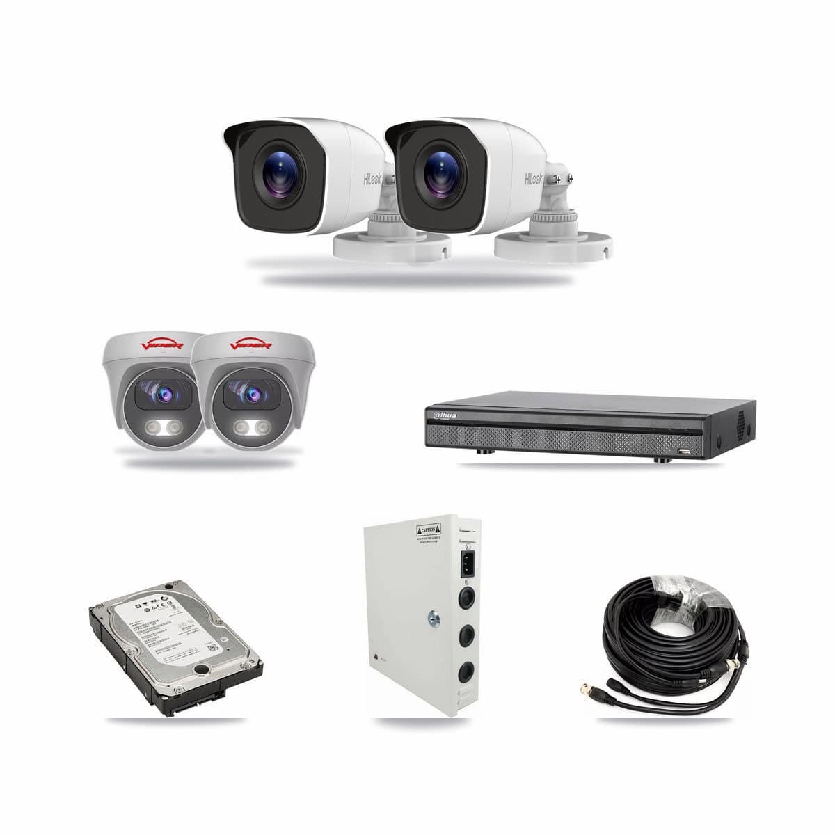 8-Channel 4MP – 5MP CCTV Kit — 2 4MP Bullet + 2 White 5MP Cameras + 5TB Recording (DH-XVR5108H Recorder) - Image 1