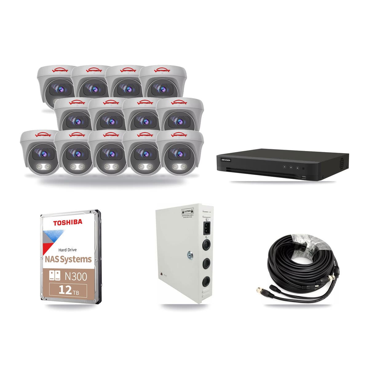 Viper & Hikvision 16-Channel 5MP CCTV Kit — 13 Cameras + 12TB Recording - Image 1