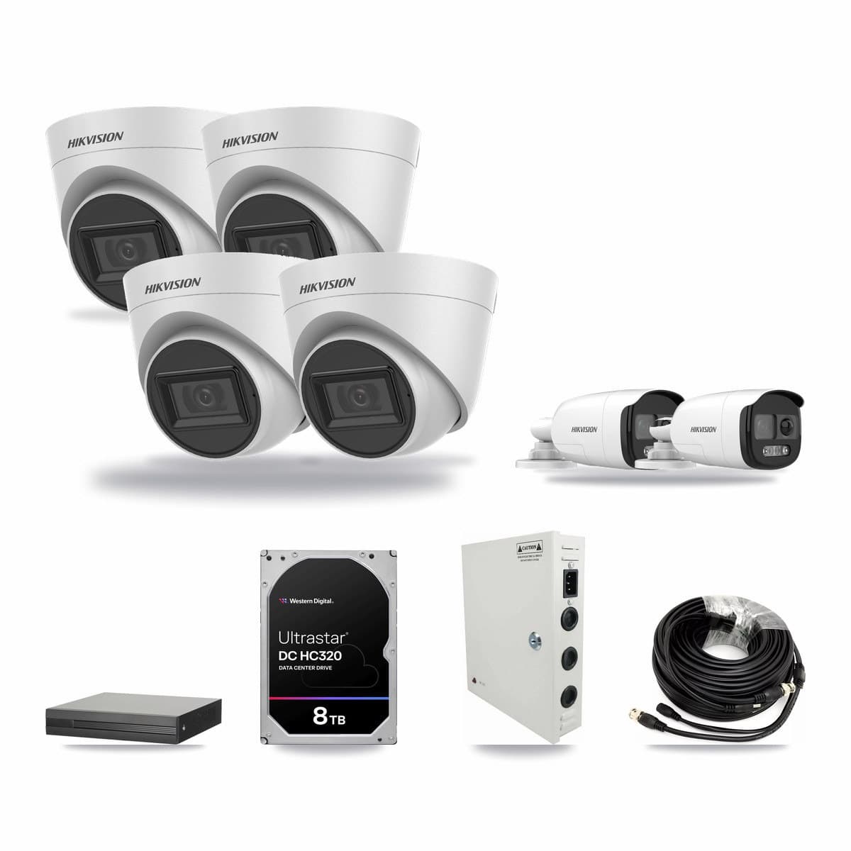 16-Channel 5MP CCTV Kit — 2 Bullet + 4 Turret Hikvision Cameras + 8TB Recording - Image 1