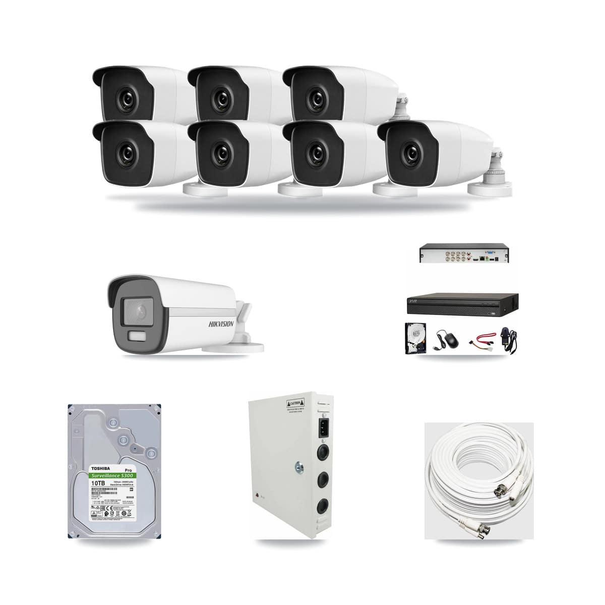8-Channel 3MP – 4K CCTV Kit — 1 Hikvision 4K + 7 HiLook 3MP Bullet Cameras + 10TB Recording - Image 1