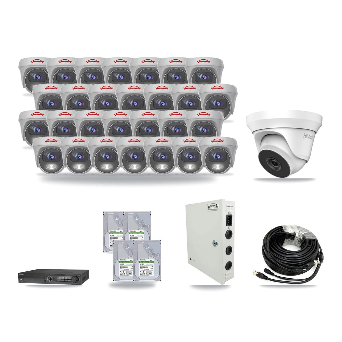 32-Channel 4MP – 5MP CCTV Kit — 1 4MP Turret + 28 5MP Cameras + 4× 10TB Recording - Image 1