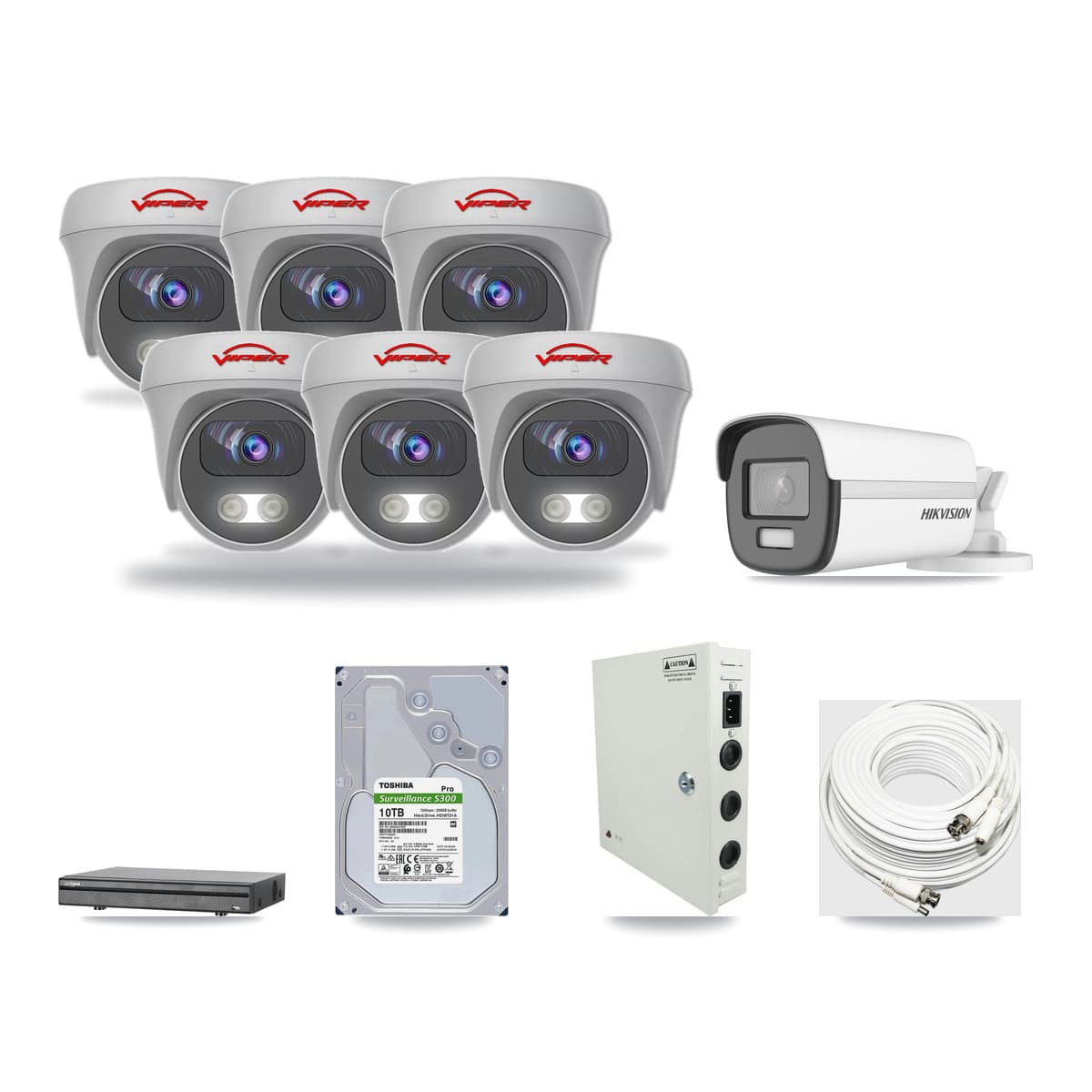 8-Channel 5MP – 4K CCTV Kit — 1 4K Bullet + 6 White 5MP Cameras + 10TB Recording (DH-XVR5108H Recorder) - Image 1