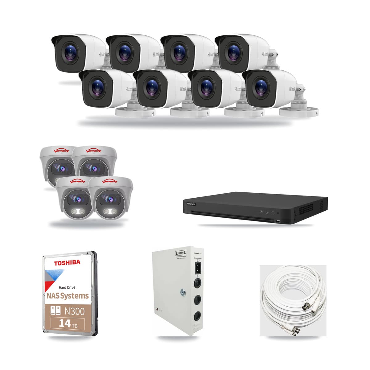 16-Channel 4MP – 5MP CCTV Kit — 8 4MP Bullet + 4 5MP Cameras + 14TB Recording - Image 1