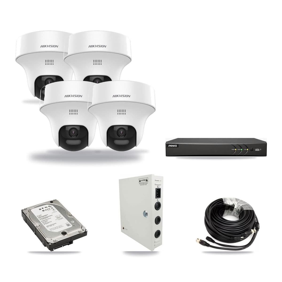 Hikvision & ANNKE 4-Channel 5MP CCTV Kit — 4 DS-2CE70K0T Turret Cameras + 5TB Recording - Image 1