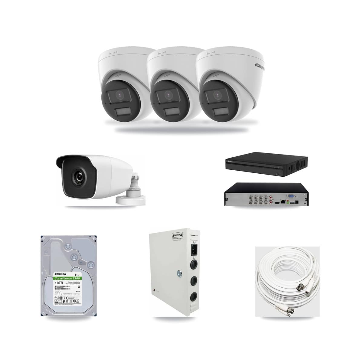 8-Channel 3MP – 4K CCTV Kit — 3 4K Turret + 1 3MP Bullet Cameras + 10TB Recording (PXD-5108HS Recorder) - Image 1