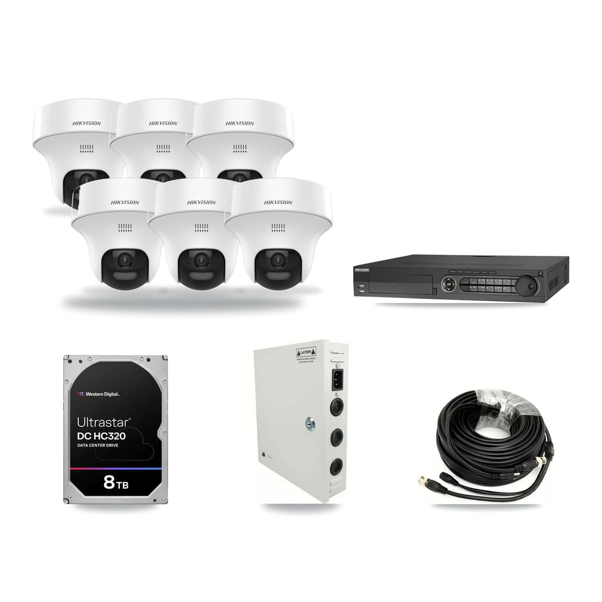 Hikvision 32-Channel 5MP CCTV Kit — 6 DS-2CE70K0T Turret Cameras + 8TB Recording - Image 1