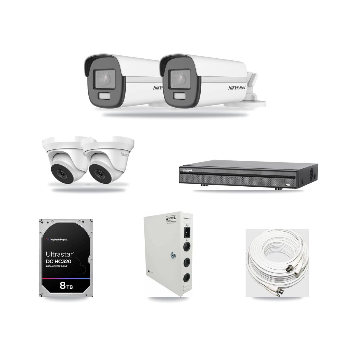 8-Channel 4MP – 4K CCTV Kit — 2 4K Bullet + 2 4MP Turret Cameras + 8TB Recording (DH-XVR5108H Recorder) - Image 1