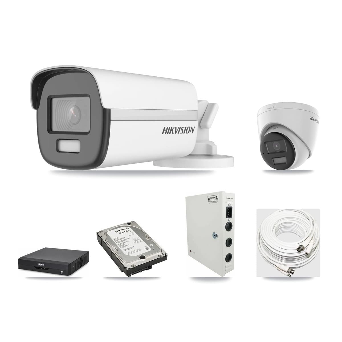 Hikvision & Dahua 4-Channel 4K CCTV Kit — 1 Bullet + 1 Turret Cameras + 5TB Recording - Image 1