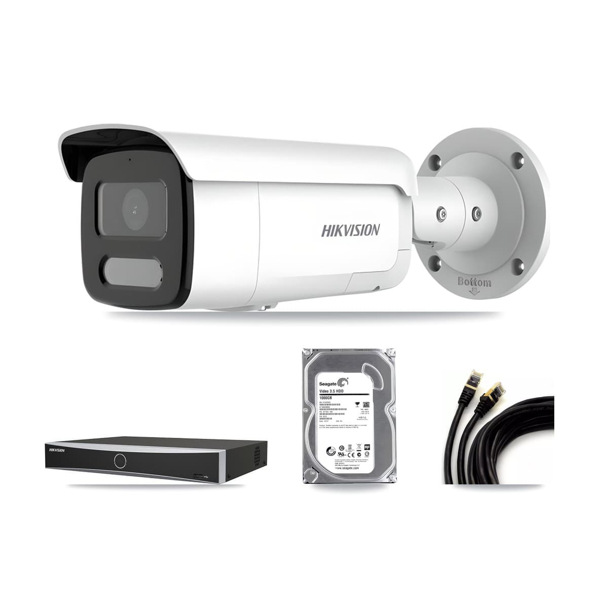 Hikvision 4-channel CCTV kit: 1 camera (1× 4MP Bullet), 1TB hard drive