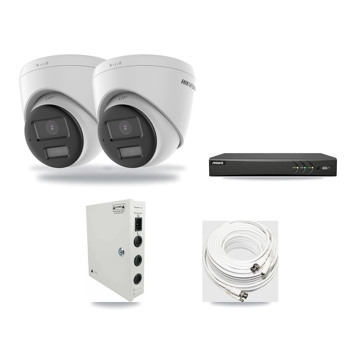 Hikvision & ANNKE 4-Channel 5MP CCTV Kit — 2 DS-2CE78K0T-LPTS Turret Cameras + 3TB Recording (AN-DV4-8MP-D941BB Recorder) - Image 1