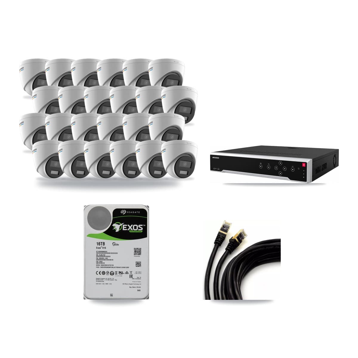 Hikvision 32-channel CCTV kit: 24 cameras (24× 2MP Turret), 16TB hard drive