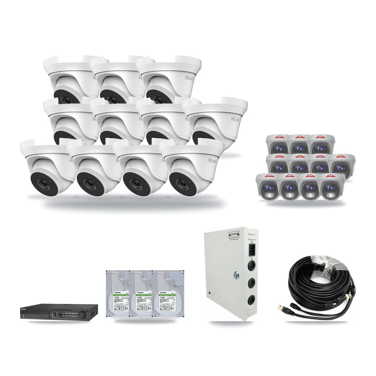 32-Channel 4MP – 5MP CCTV Kit — 11 4MP Turret + 11 5MP Cameras + 3× 10TB Recording - Image 1